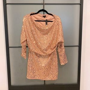 Rose gold sequined cocktail dress
